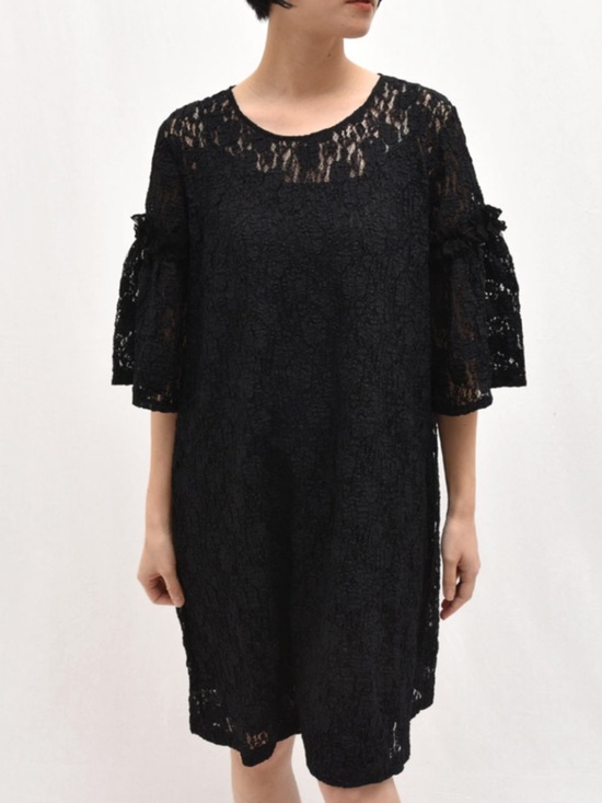 Maison Martin Margiela Dresses & Skirts - Maison Martin Margiela Black Lace Shift Dress with Statement Sleeves